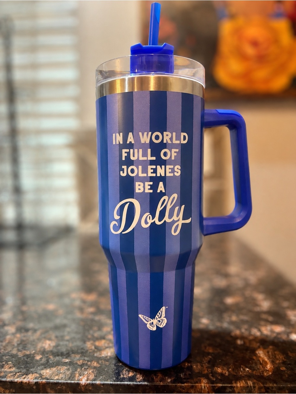 Dolly Parton Design Tumbler with Handle and Straw - 40 oz